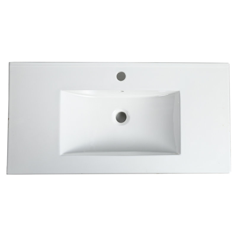 Dessus de meuble-lavabo en céramique 90 cm avec lavabo intégré