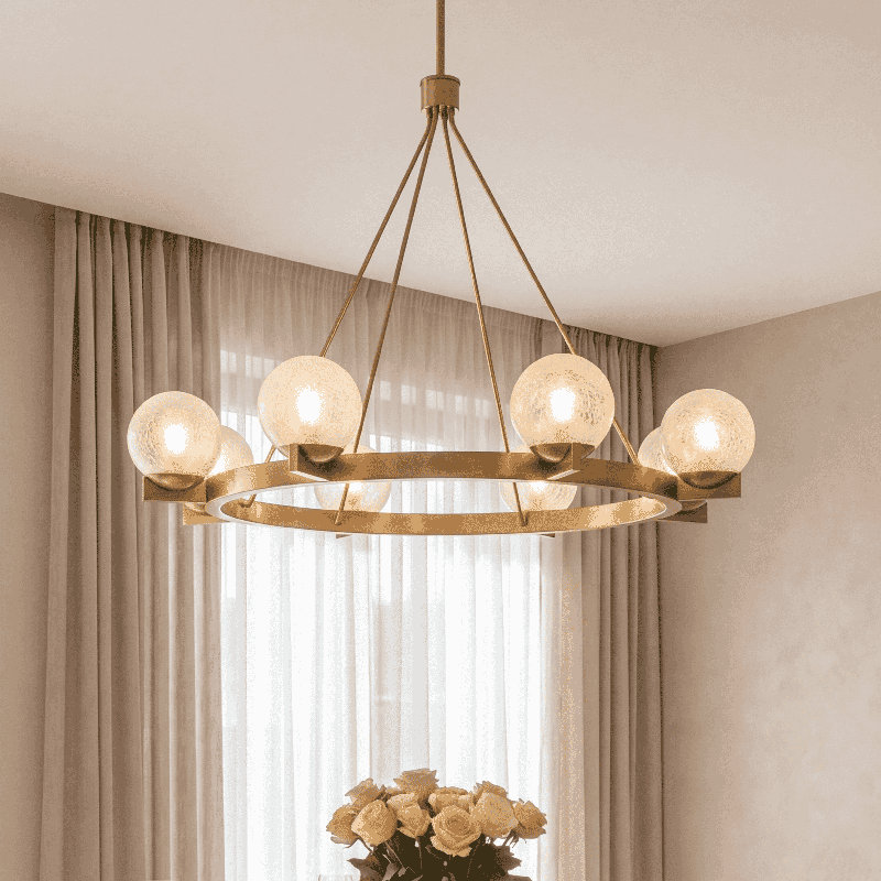 Lustre 8 lumières en laiton Darien, Laiton