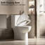 Toilette confortable avec siège 17 po, lavabo à double chasse 1,1 / 1,6, lavabo sans rebord, blanc brillant brillant 006 pour salle de bain en céramique hygiénique silencieuse