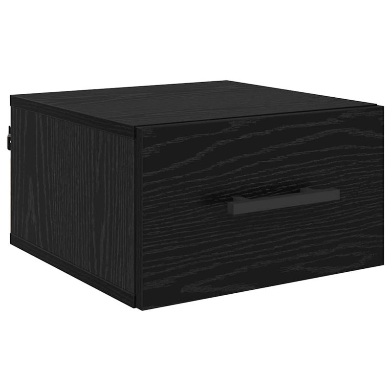 35.00cm W Manufactured Wood Bedside Table, Black Oak