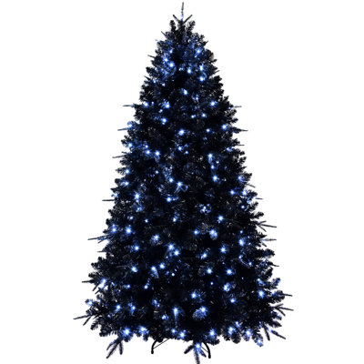Black Tree, 600 White Led Lights, 2486 Pe+ Tips, Hinged Structure, Holiday Ornaments, Spooky Stable Metal Base, , Elegant Christmas