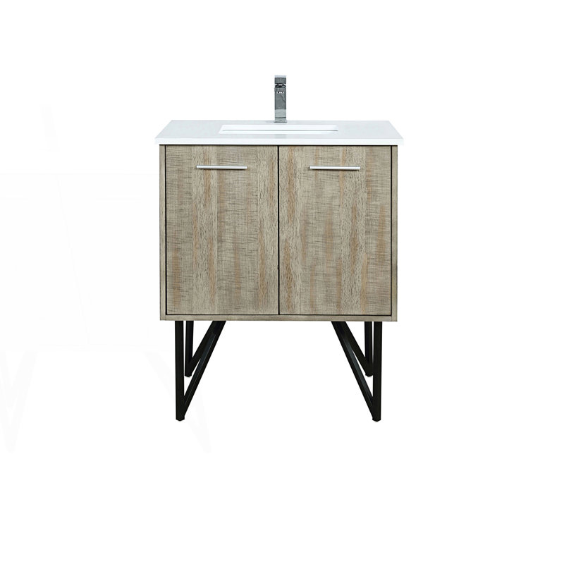 30 po X P 20 po D Ensemble de meuble-lavabo avec comptoir en quartz blanc et robinet chromé, 30", Chrome chrome