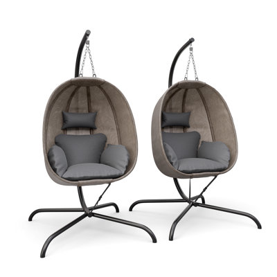 2-Piece Folding Hanging Chair Set With PVC-Coated Mesh Fabric