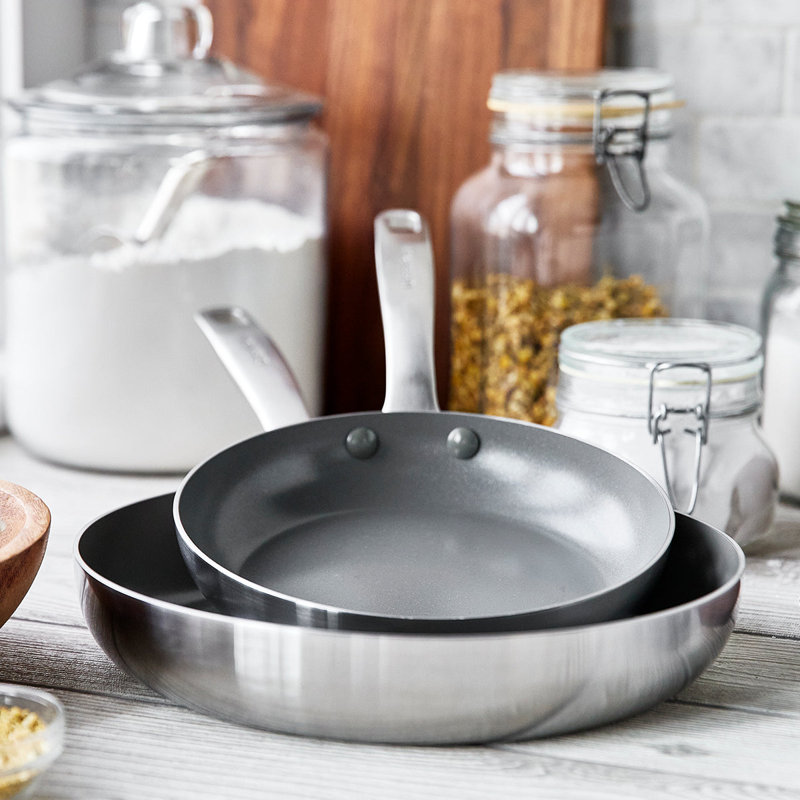 GreenPan Chatham Healthy Ceramic Nonstick Stainless Steel 2 Piece Frying Pan Set