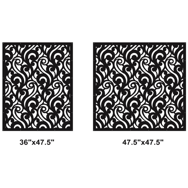Curly Aluminum Laser-Cut Privacy Screen Panel  – Powder-Coated Outdoor Metal Wall Art, Decorative Garden Fence Privacy Divider