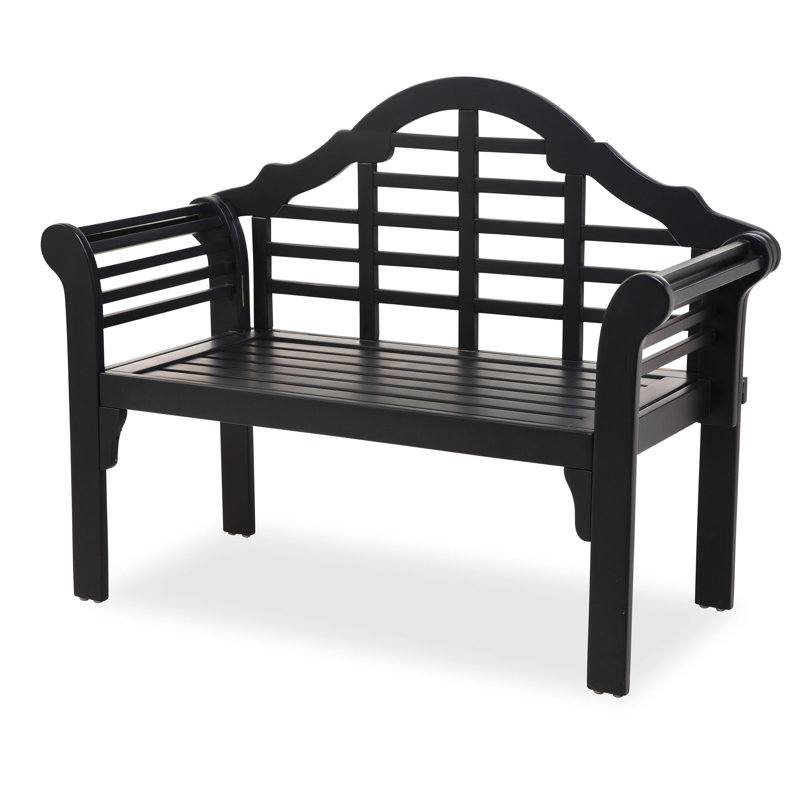 48" W Lutyens Eucalyptus Wood Garden Bench, Black