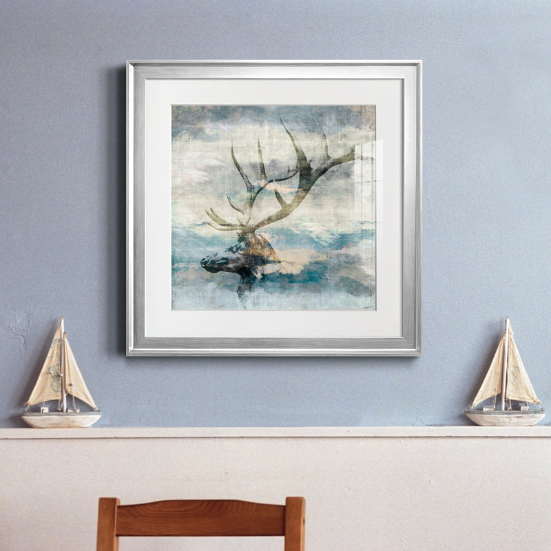 Wyoming II - peinture encadrée, Encadrement argenté, H 22,5 po x l 22,5 po x P 1,5 po