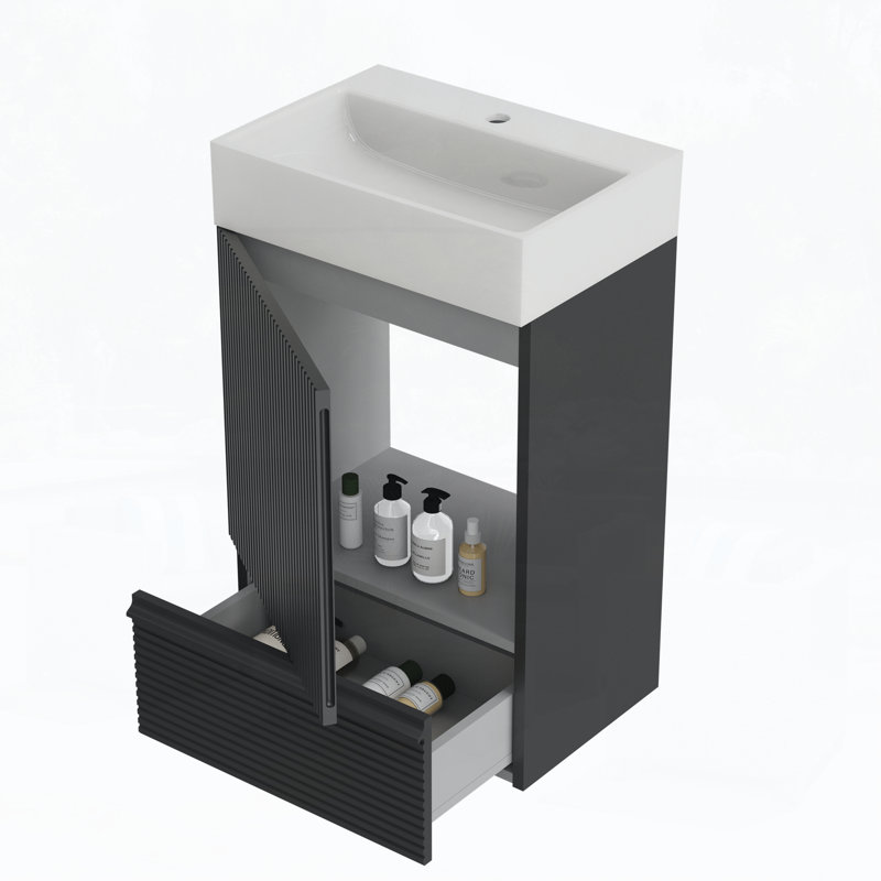 Meuble-lavabo de 20 po avec lavabo, Noir, noir, noir, noir