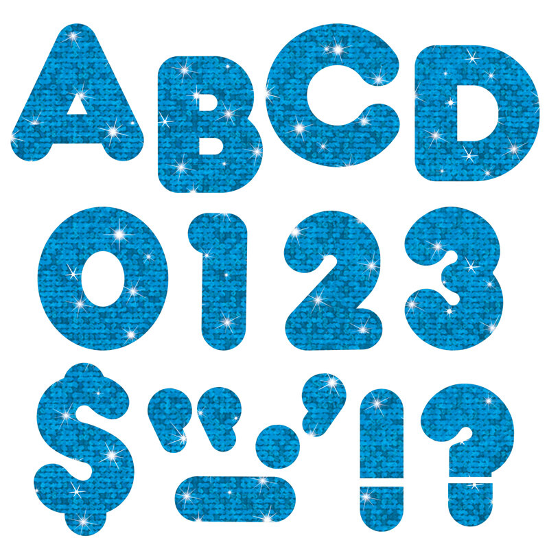Lettres décontractées & numéros, Bleu