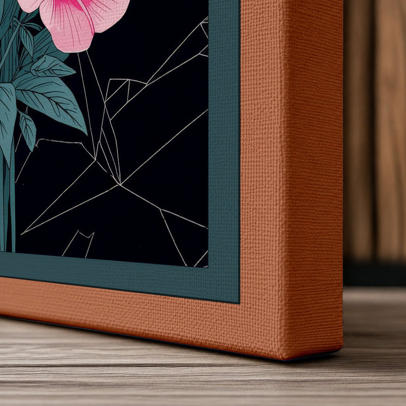 Pink Bouquet Botanical - Wrapped Canvas, 30x20 - 76.2 x 50.8 cm, Terracotta Border