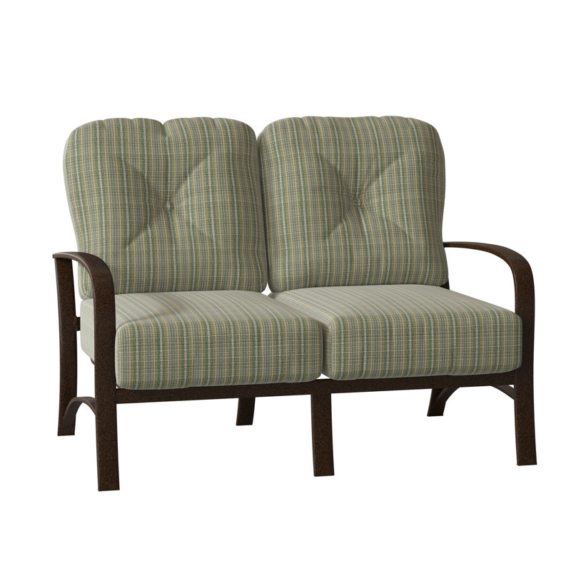 Fremont Outdoor 2 - Seat Loveseat, Canvas Heather Beige Sunbrella® Canvas, Chestnut Brown