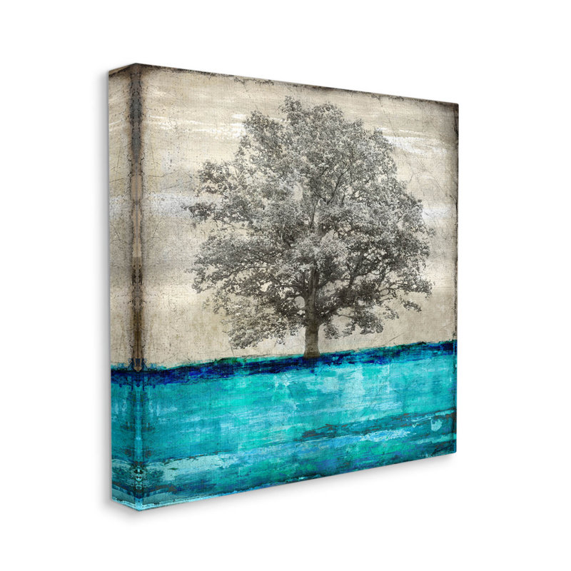 Art mural moderne sur toile, "Modern Turquoise Tree" par Eric Turner, H 17 po x l 17 po x P 1,5 po
