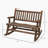 2-Person Wood Rocking Chair With Log Design, Heavy Duty Loveseat For Patio And Garden, Walnut-138382005