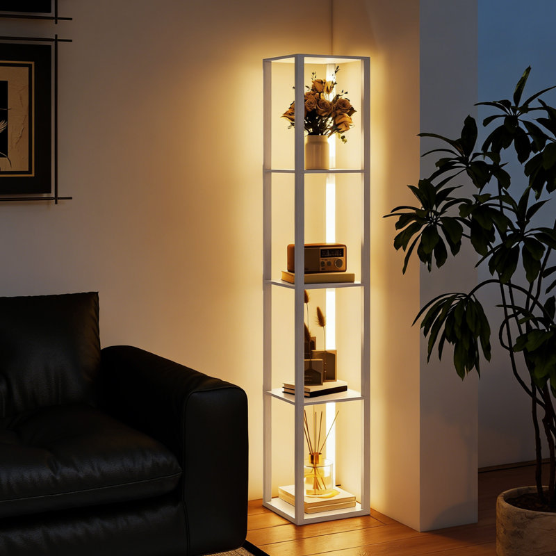 163cm Gloss LED Column Floor Lamp, White