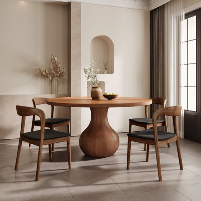 Ikerne 4 - Person Round Solid Wood Dining Set by Brayden Studio