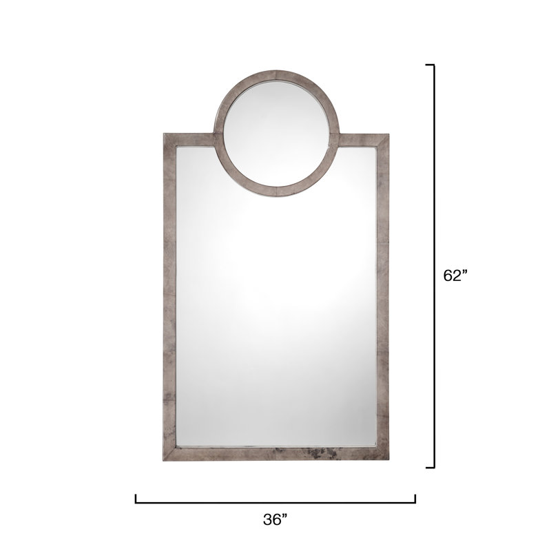 Keystone Rectangle Leather Framed Wall Mirror, Grey