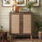 5-Tier Boho Rattan Shoe Storage Cabinet, 3 Adjustable Removable Shelves & Dust-Proof Woven Design, Anti-Tip Design Suitable For Entryway