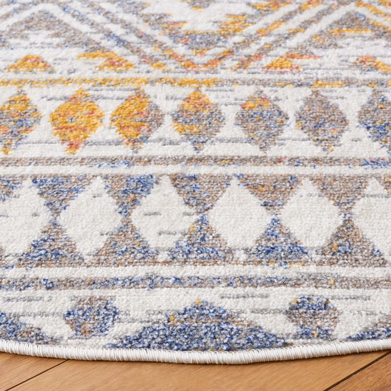 Tapis à motif géométrique Fawcette Performance, Rond 6 pi 7 po