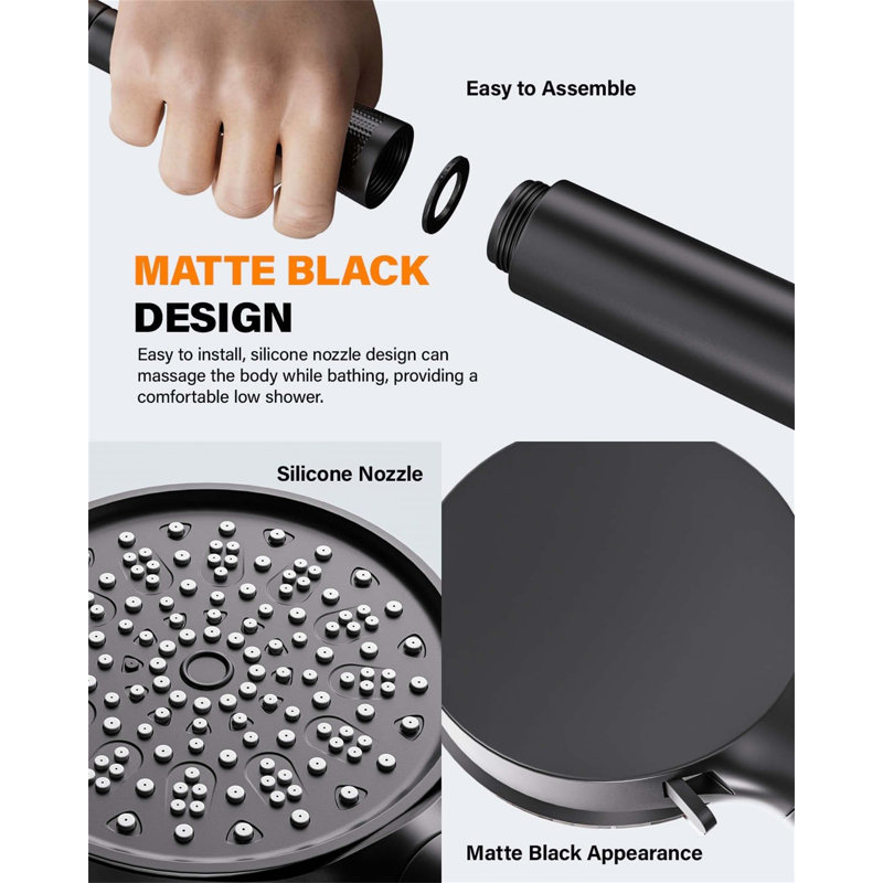 Handheld Shower Head, Matte Black