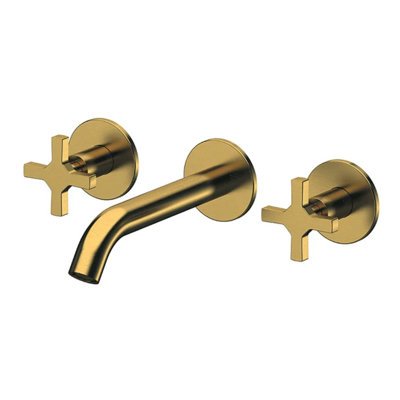 DL Wall Mounted Double Handle Bathroom Faucet in Brushed Nickel