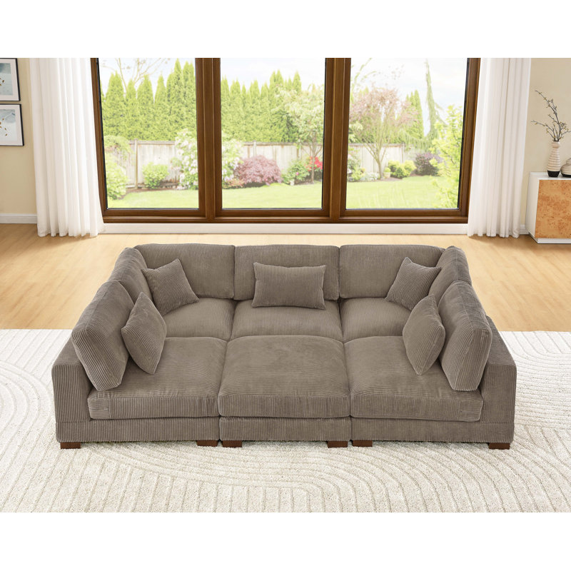 Canapé modulaire Moonwallow, Velours côtelé chameau