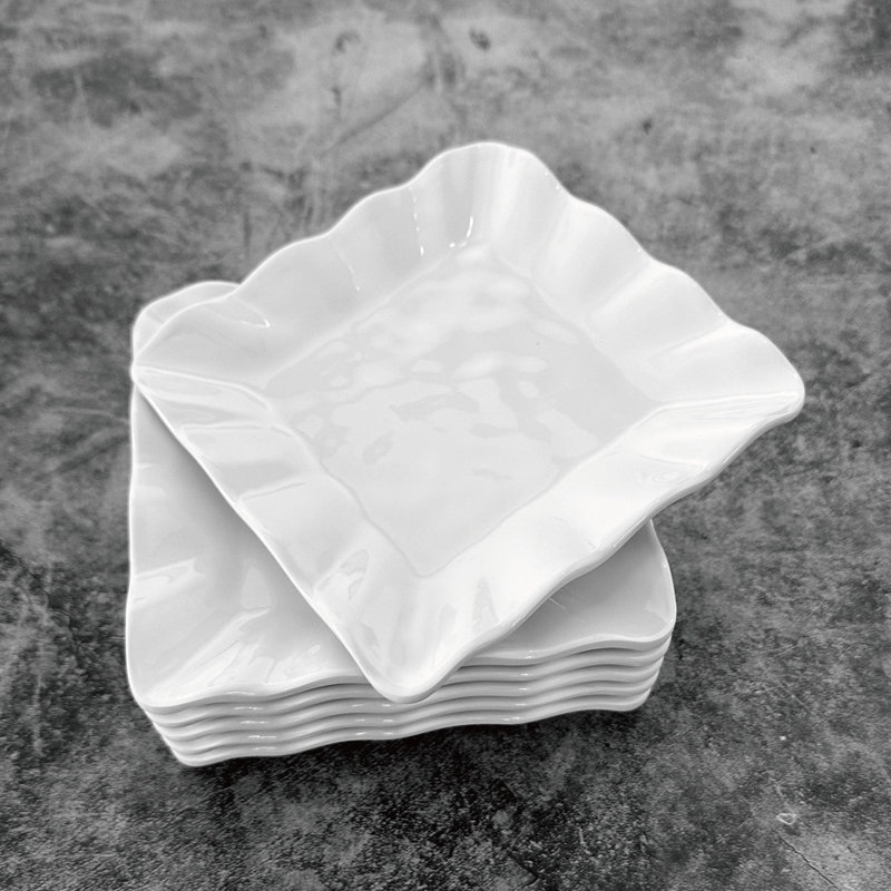 6-Piece White 5.5 inch Square Plate