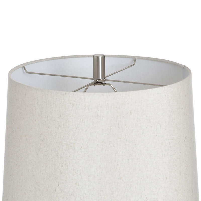 Lampe de table en poly et acier - Argent Hacot - Abat-jour beige
