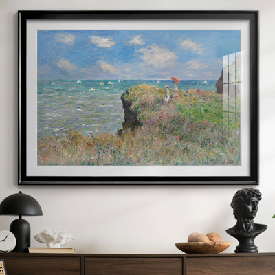 «Cliff Walk at Pourville-Claude Monet», reproduction encadrée avec passe-partout et verre - 1882