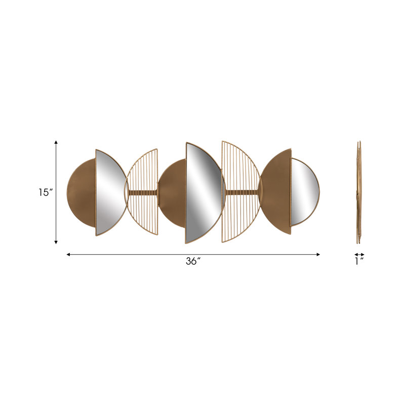 Abstract Shapes Mirrored Wall Décor, Gold