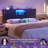 Bookcase Headboard With Sliding Door, LED Light And Charging Station-315669684
