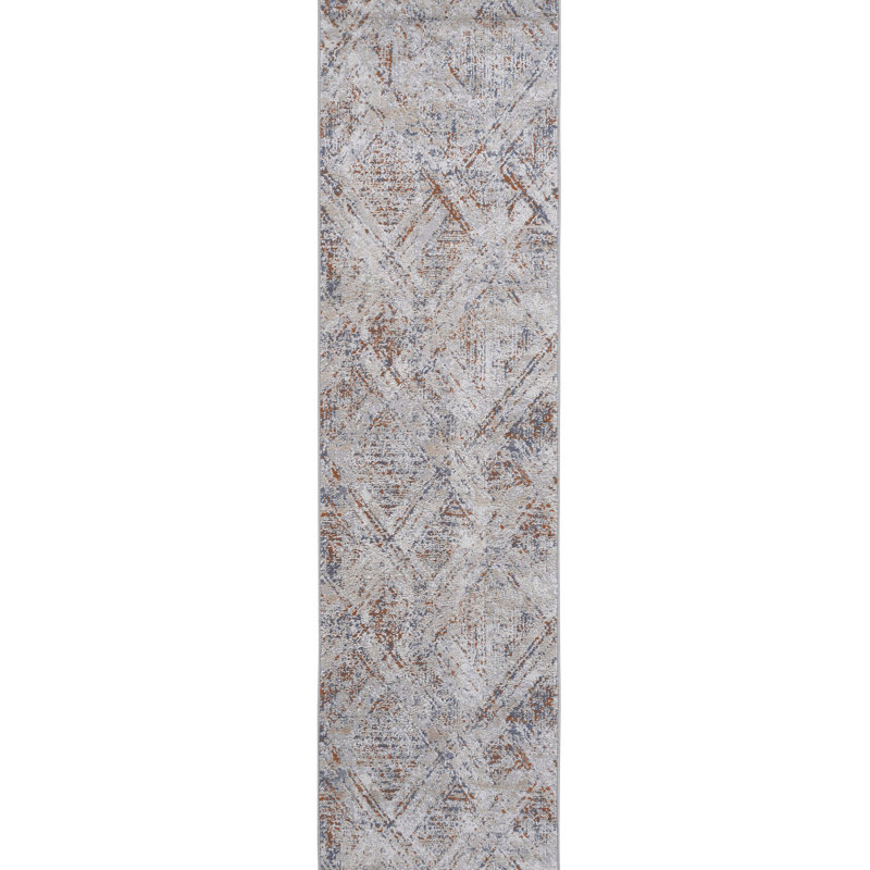 Loom & 2x8 Beige Geometric Area Rug - Stain , Non-shedding For Home Decor, Living Room, Bedroom, Dining Entryway Collection Non-shedding, Dorm Style