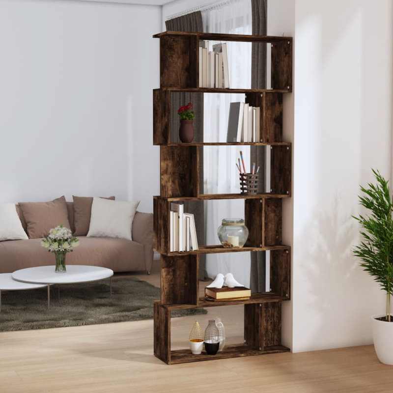 Loriner 192 cm H x 80 cm W Step Bookcase, Smoked Oak