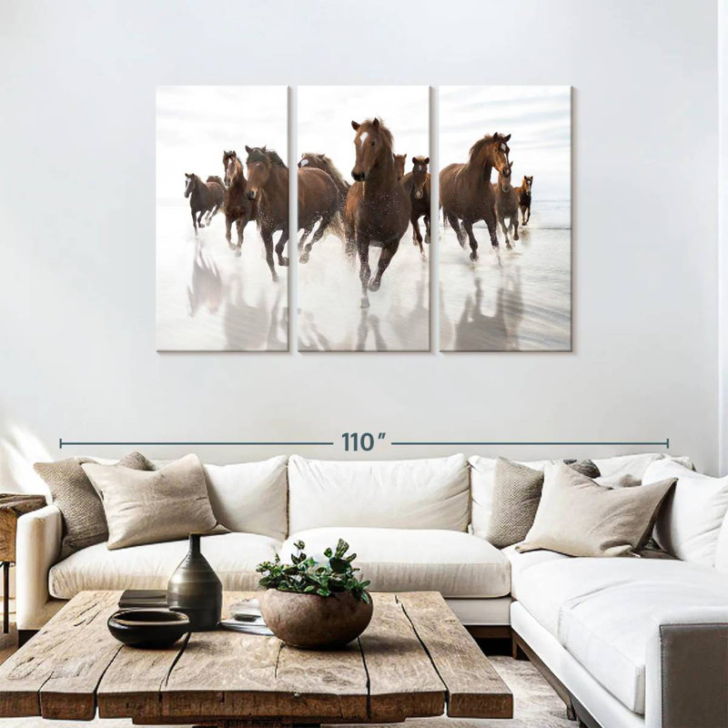 Running Brown Horses, 48" H x 74" W
