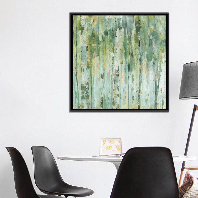 La forêt III - reproduction d'art sur toile, H 18 po x l 18 po x P 1,5 po, Toile avec cadre noir, Pas de tapis