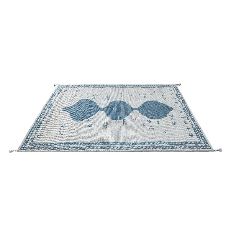 Wool Abstract Area Rug in Blue/Gray, Rectangle 12' x 15'