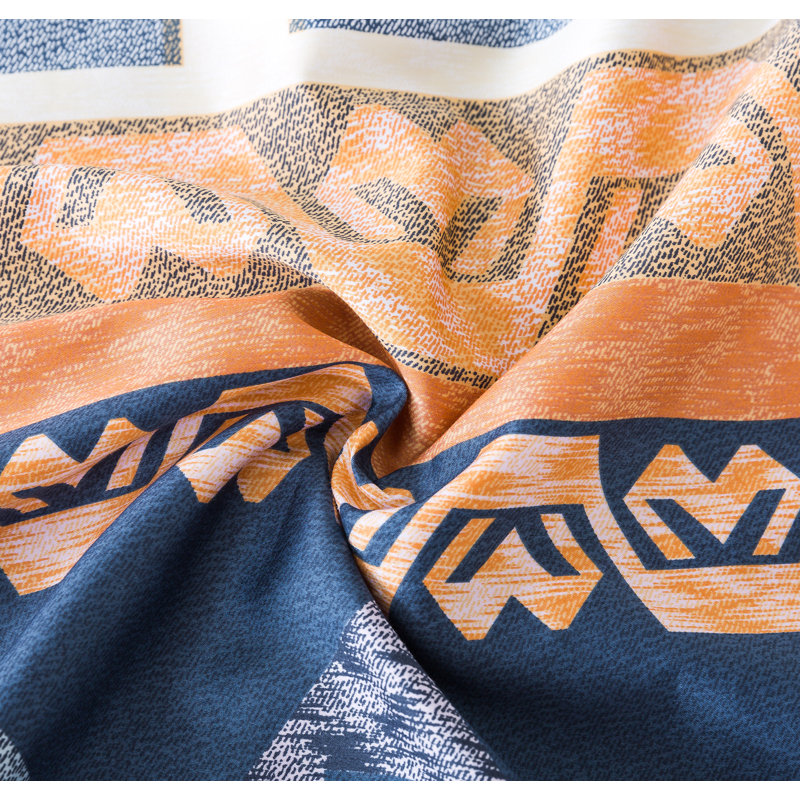 Housse de couette 100% coton orange / bleu / turquoise, Housse de couette grand + 2 taies décoratives