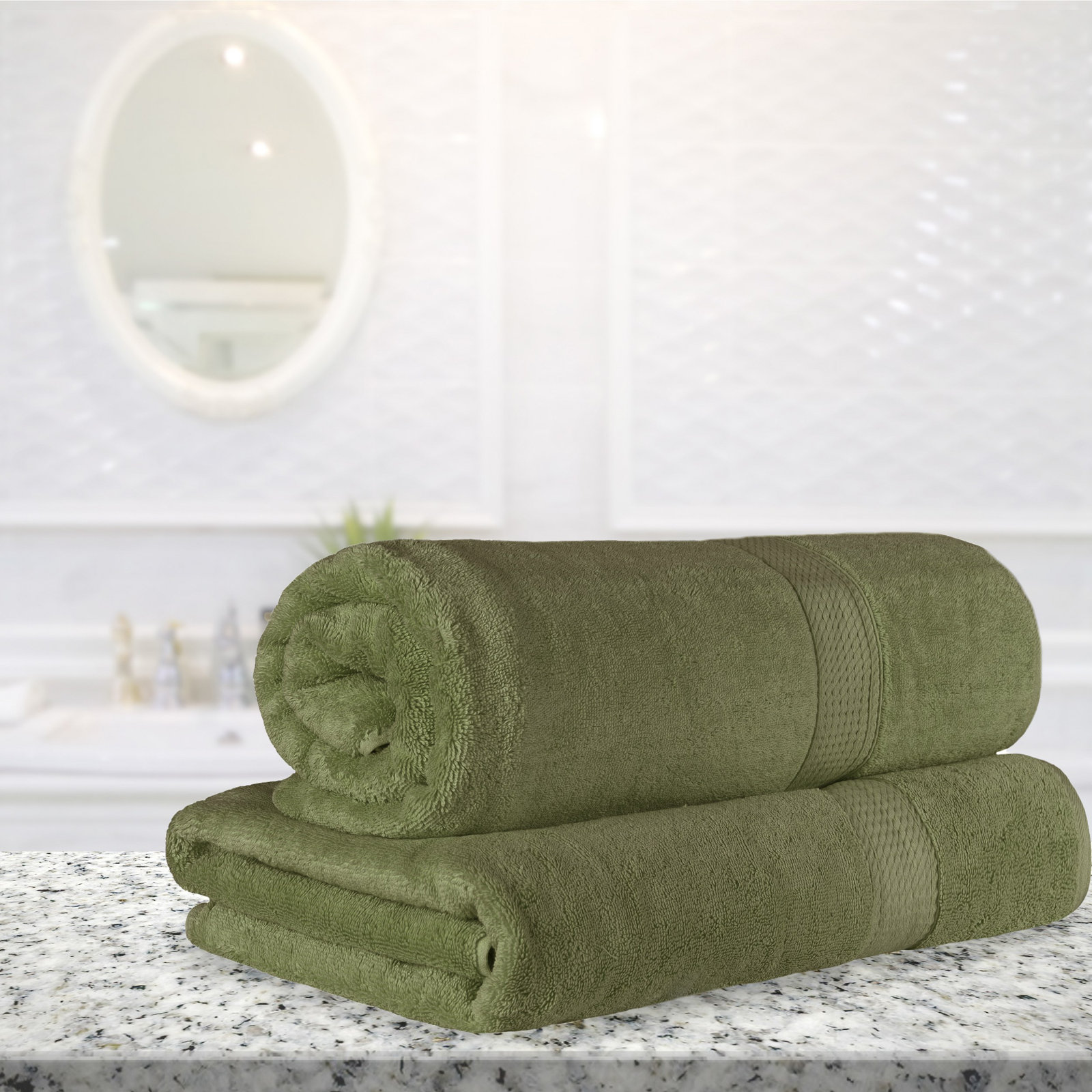 Renata 2-Piece Egyptian Cotton Bath Sheet Set, Forest Green