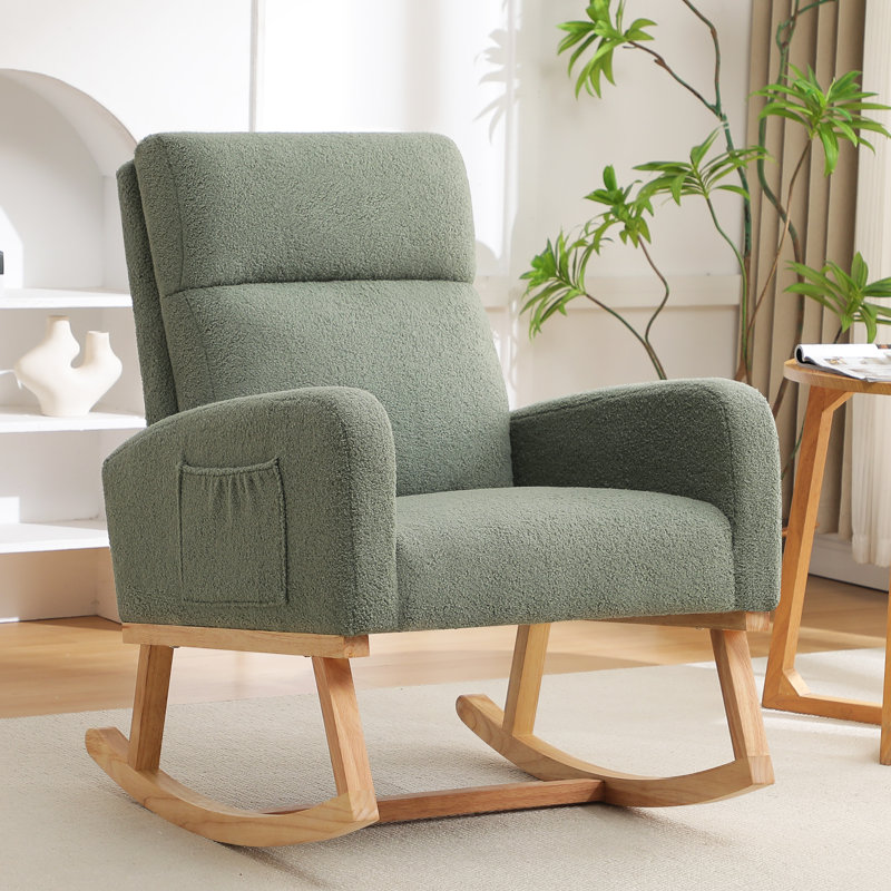 Fauteuil à bascule en bois massif, Vert
