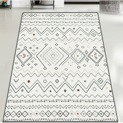 Premium Ecru Carpet (31.5 x 47.2 inches), 100% Polyester, 0.16 in Pile Height | Antibacterial, Non-Slip Underside, Machine Washable | Ideal for Home, Bedroom & Living Room, Soft & Durable Design