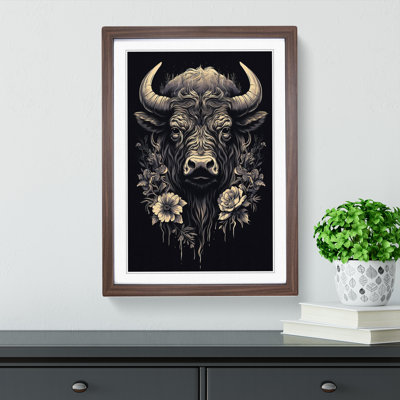 Bison Line - Single Picture Frame Print on Wood