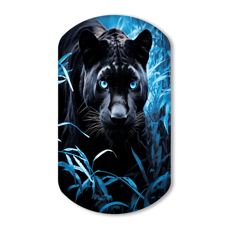 «Black Blue Panther Hidden Observer Infrared», art mural panthère asymétrique, reproduction de sculpture murale en métal