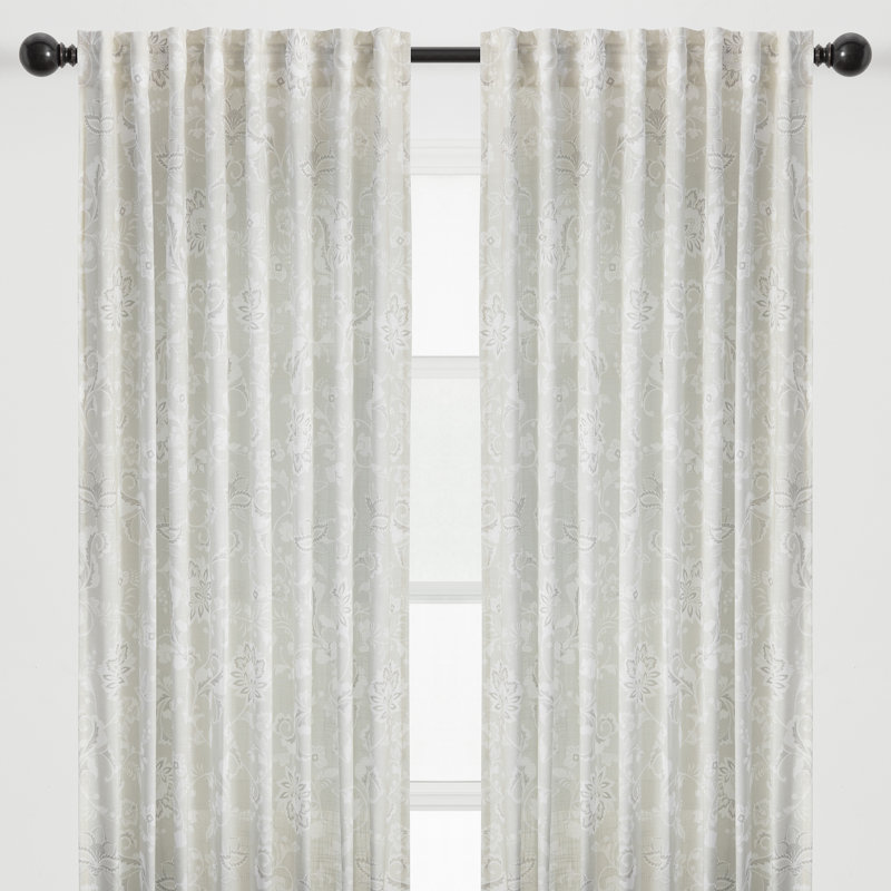 Red Barrel Studio® 2-Panel Print Soft Textured Light Filtering Curtain - 3-In-1 Back Tab, Rod Pocket, Ring Tab, 52" W x 84" L