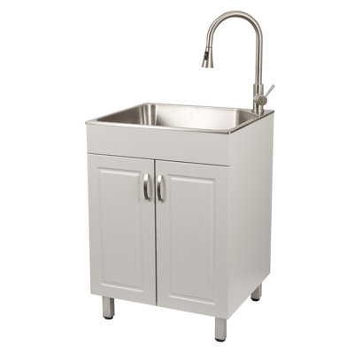 All-In-One 24.1" L x 21.3" W Drop-In Laundry Sink with Faucet