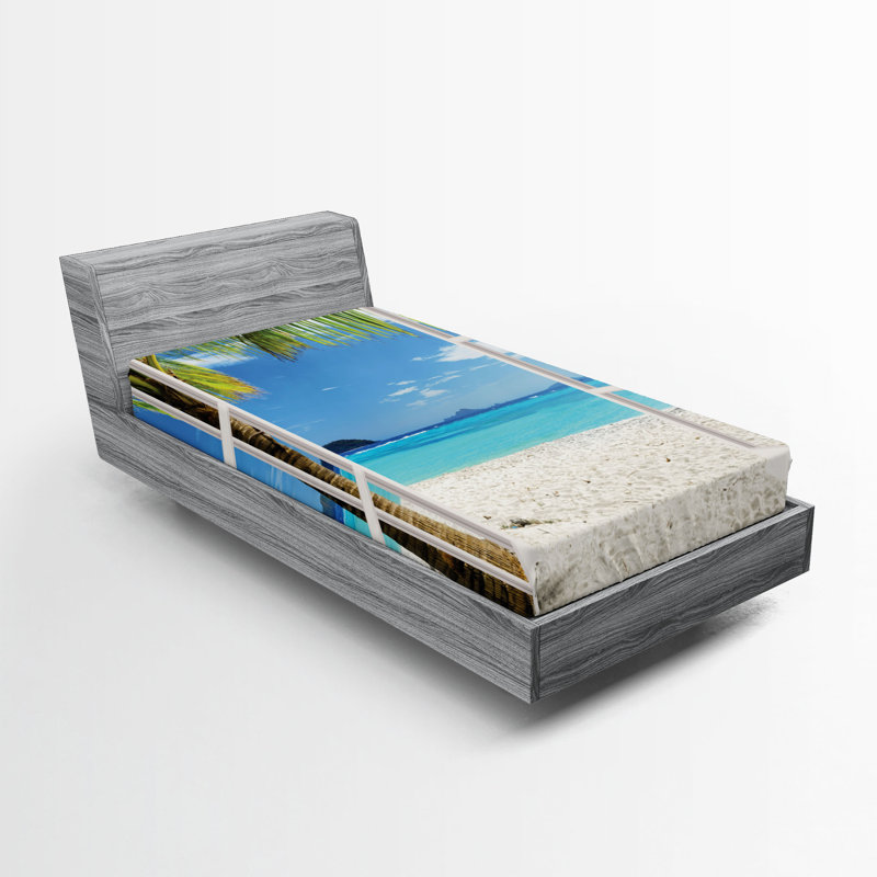 Ensemble de 2 draps-housse Ambesonne Tropical, Drap-housse de taille simple