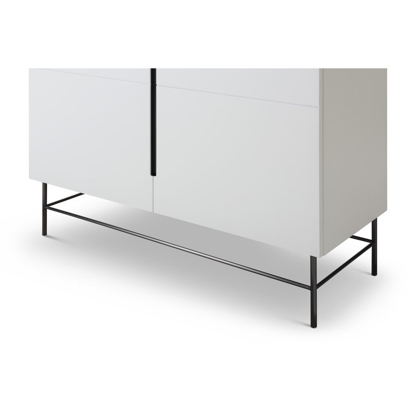 Nicholls Sideboard, Matt White/Dark Chrome