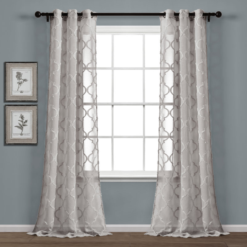Paire de rideaux transparents Avon Trellis, Gris, L 38 po x H 95 po
