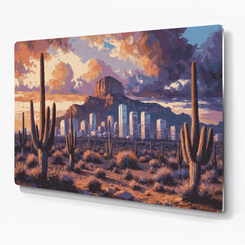 Art mural mauve en villes, Phoenix, H 8 po x l 10 po