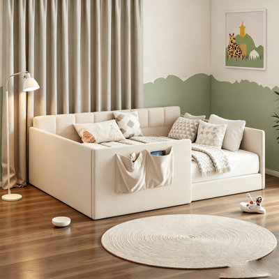 Low Upholstered Daybed With Storage Pocket
