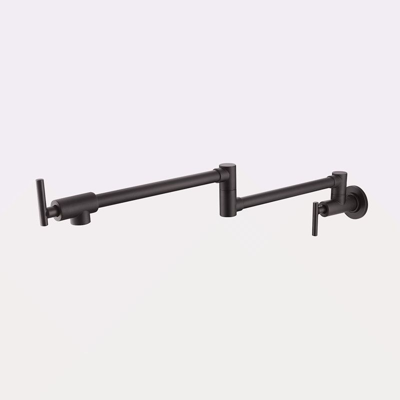Wall Mount Folding Kitchen Pot Filler Faucet, Matte Black