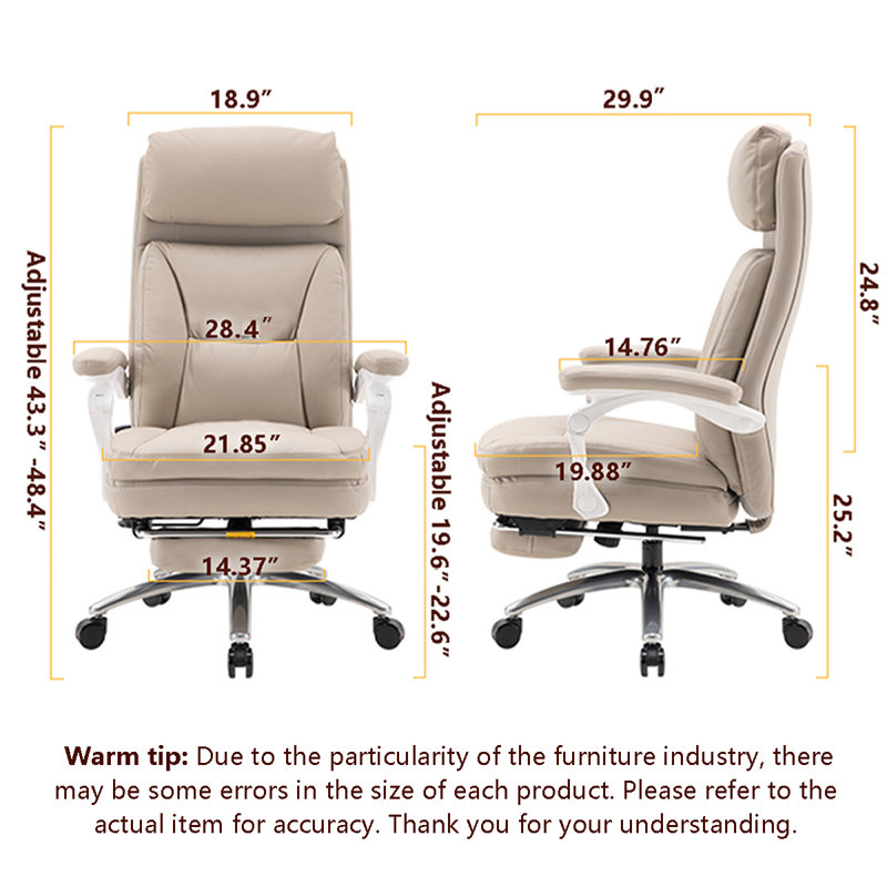 Chaise de bureau confortable et réglable avec repose-pieds rétractable